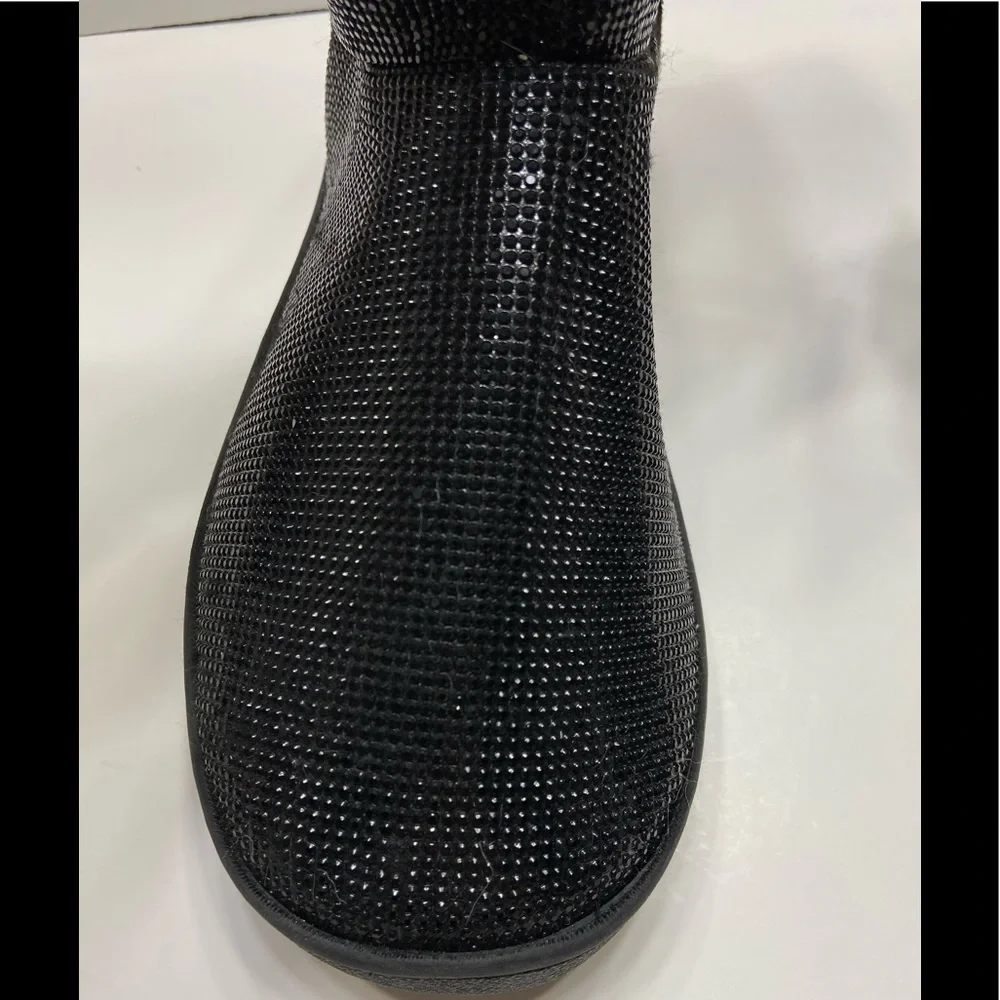 NEW Sasha Taylor Women’s Slip On Rhinestone Faux Fur Boots Black 7, 8 - Picture 7 of 9